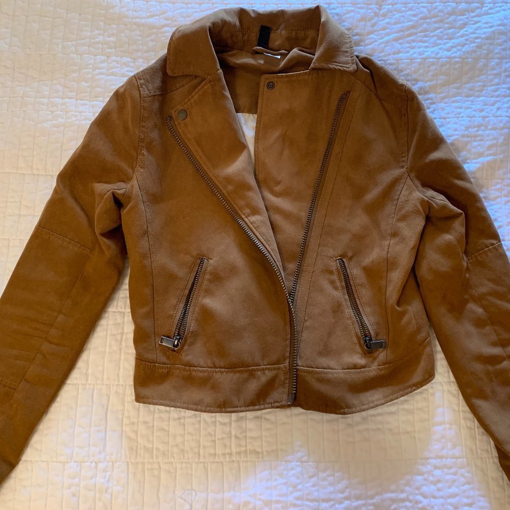Tan suede moto jacket